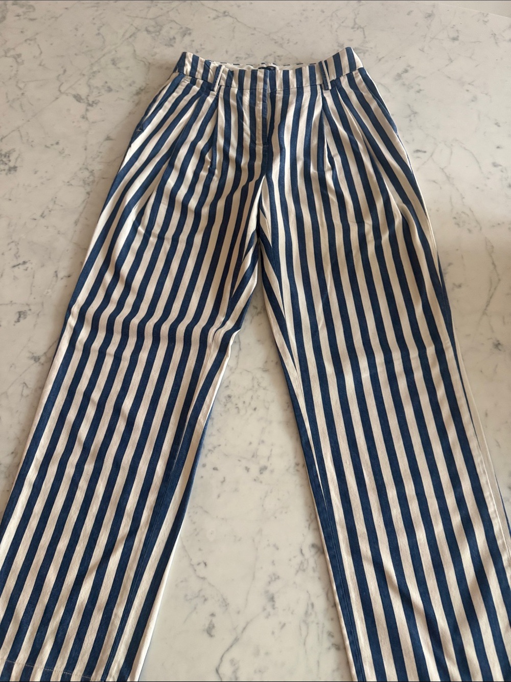 Striped Navy and White Womens Casual Trousers